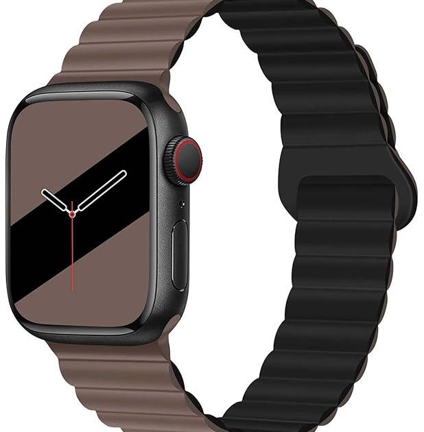 Fullmosa Soft Silicone Magnetic Bands Compatible with Apple Watch Strap 41mm 40mm 38mm 42mm(Series 10 11), Sport Band for iWatch SE3 SE2 SE Series 11 10 9 8 7 6 5 4 3 2 1,Chocolate/Black[NO Watch]