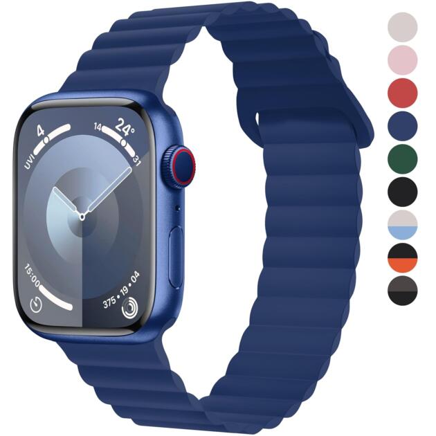 Fullmosa Soft Silicone Magnetic Bands Compatible with Apple Watch Strap 41mm 40mm 38mm 42mm(Series 10 11), Sport Band for iWatch SE3 SE2 SE Series 11 10 9 8 7 6 5 4 3 2 1,Midnight Blue[NO Watch]
